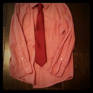 Boys Red Checker Button Down Shirt